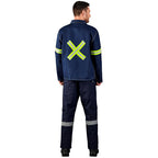 Cast Premium 100% Cotton Denim Jacket - Reflective Arms & Back - Yellow Tape