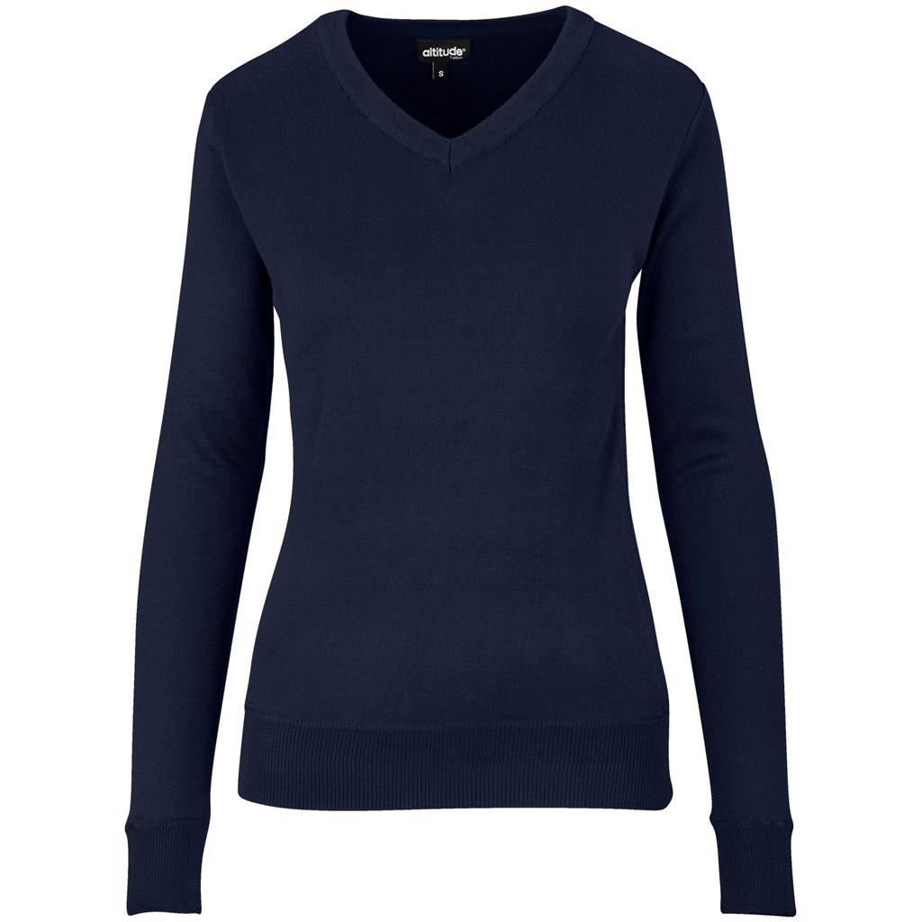 Ladies Long Sleeve Peru V-Neck Jersey - Navy
