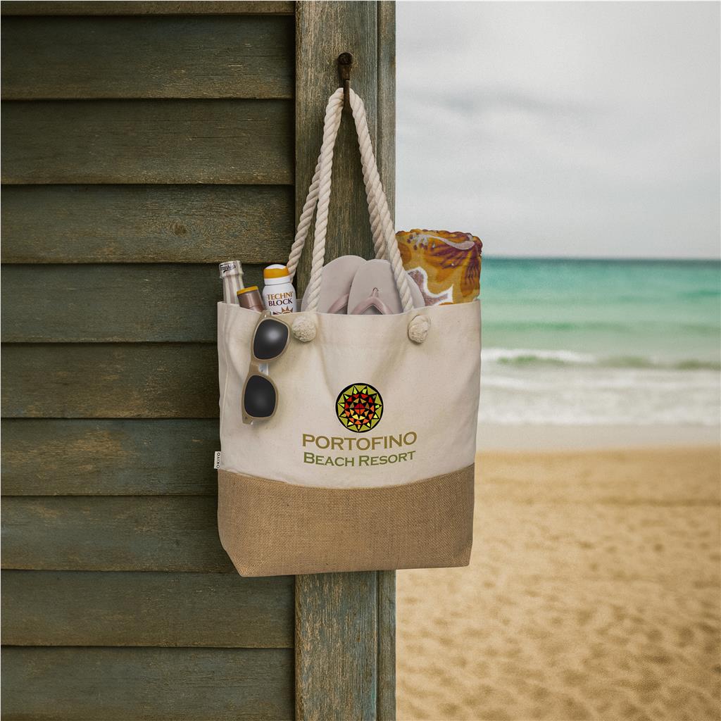 Okiyo Suna Jute & Cotton Beach Bag
