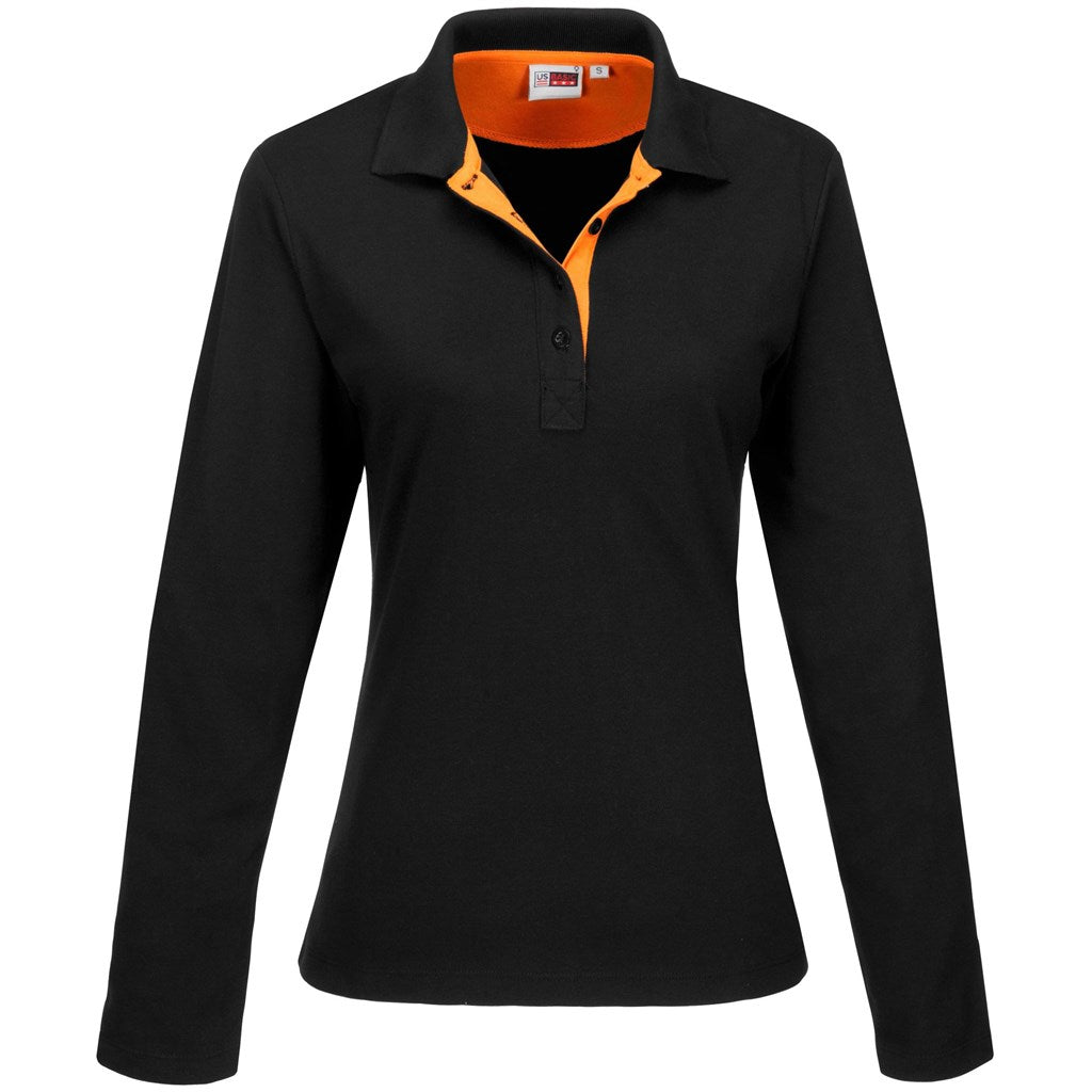 Ladies Long Sleeve Solo Golf Shirt - Lime