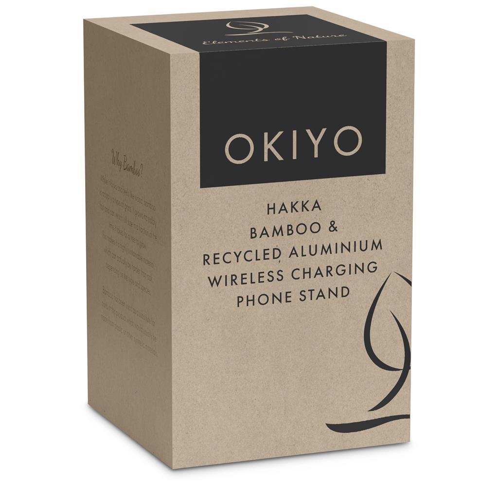 Okiyo Hakka Bamboo & Recycled Aluminium Wireless Charging Phone Stand