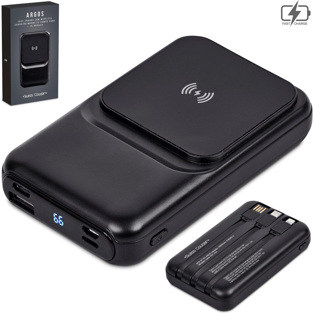 Swiss Cougar Argos Fast Charge 20W Wireless Charging Magnetic Power Bank -10,000mAh