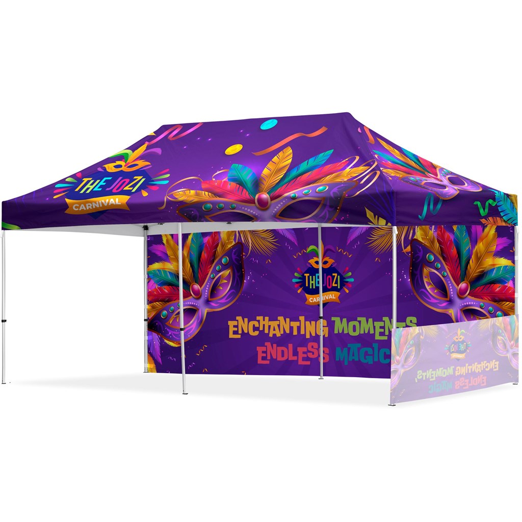 Coated Steel Sublimated Gazebo 6m x 3m - 1 Short Half-Wall Skin - 1 Long Full Wall Skin